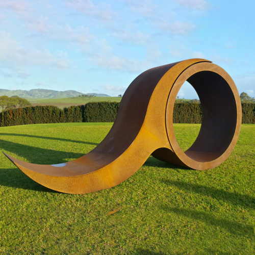 Corten Steel Landmark Sculpture – Barrel Wave by Jason Aslin, 290x130x62cm | ARTpark Australia
