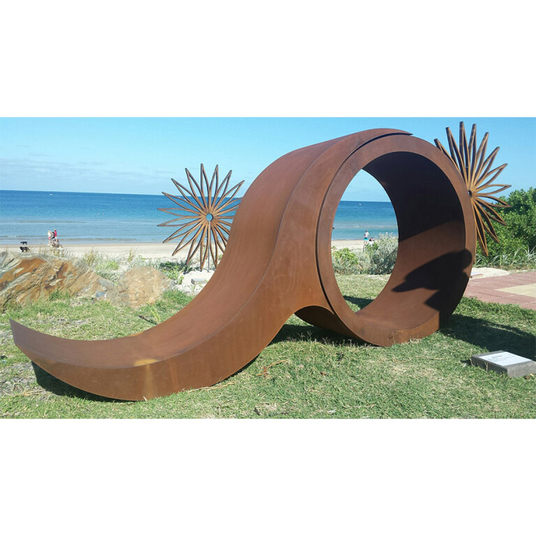 Corten Steel Landmark Sculpture – Barrel Wave by Jason Aslin, 290x130x62cm - view 2