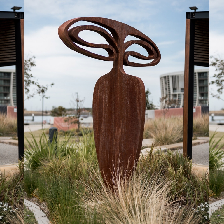 Corten Steel Landmark Sculpture – Transfigure by Greg Johns, 254x240x82cm - view 2