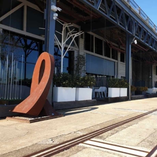Corten Steel Landmark Sculpture – Embrace by Andrew Kasper, 200x100x100cm | ARTpark Australia