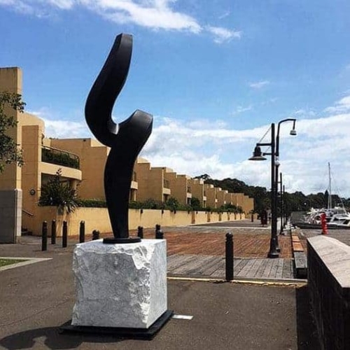 Stainless Steel & Carrara Marble Landmark Sculpture – Classical Dynamism by Martin George, 400x100x100cm | ARTpark Australia