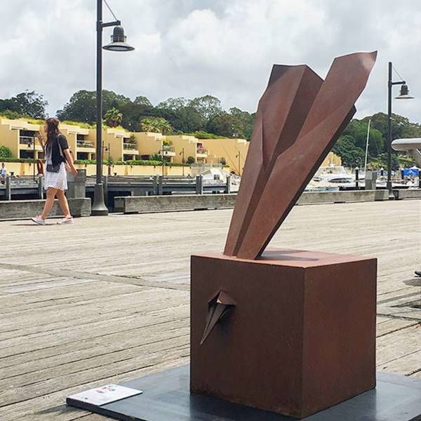 steel plane sculpture public australian garden art