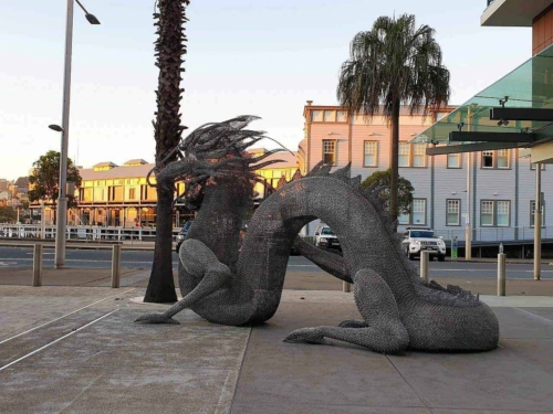 Stainless Steel Dragon Sculpture – Emerging Dragon by Michael Van Dam, 5m | ARTpark Australia