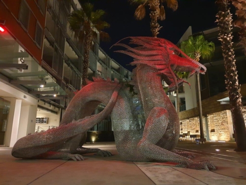 Stainless Steel Dragon Sculpture – Emerging Dragon by Michael Van Dam, 5m | ARTpark Australia