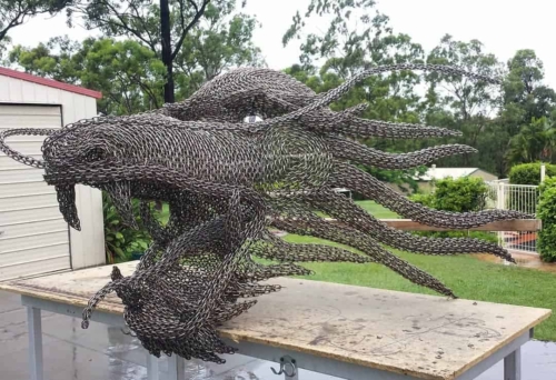 Stainless Steel Dragon Sculpture – Emerging Dragon by Michael Van Dam, 5m | ARTpark Australia