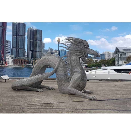 Stainless Steel Dragon Sculpture – Emerging Dragon by Michael Van Dam, 5m | ARTpark Australia