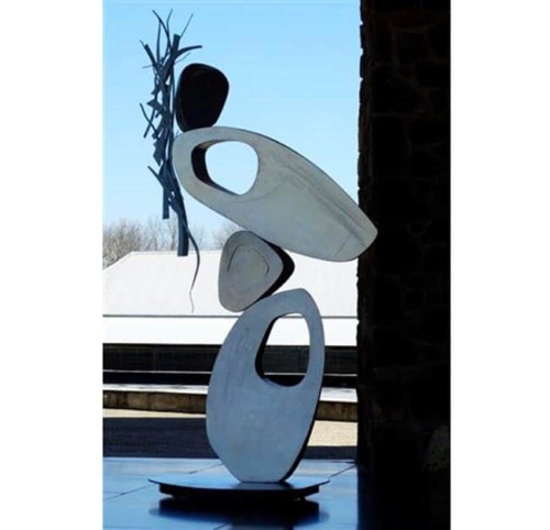 Stainless Steel Abstract Sculpture – DMD Bundle and Lilt, 236x130x60cm | ARTpark Australia