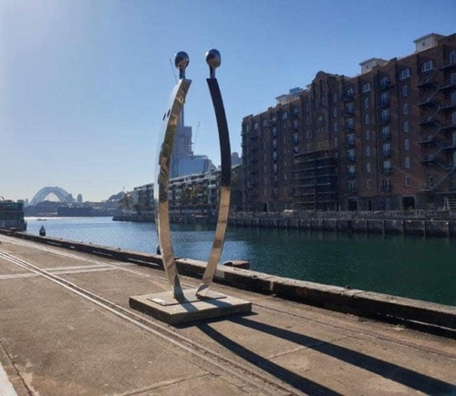 Stainless Steel Landmark Sculpture – Eve and Adam by Nicole Allen, 280x80x80cm | ARTpark Australia