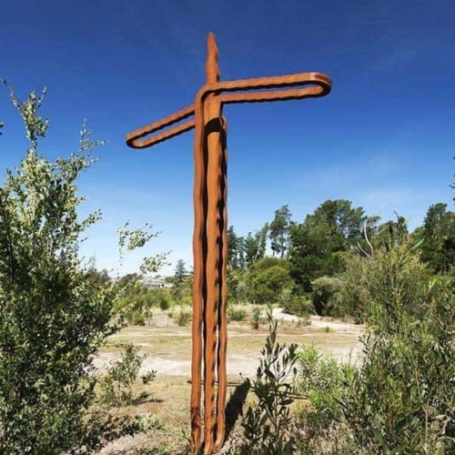 Corten Steel Landmark Sculpture – Floating Figure by Greg Johns, 400x150x60cm | ARTpark Australia