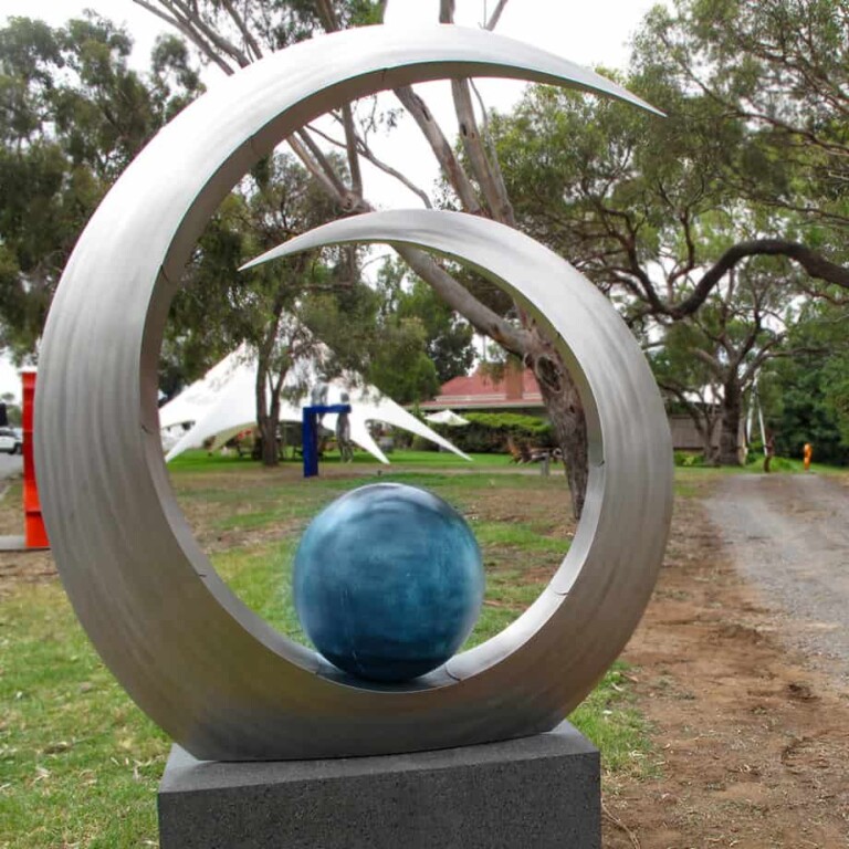 Stainless Steel Round & Sphere Sculpture – Jewel De La Mer by Ben Fasham, 250x200x60cm