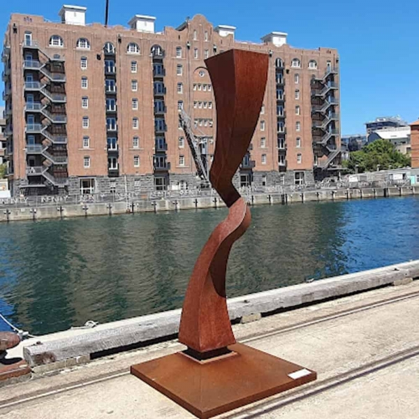 corten steel tall outdoor sculpture