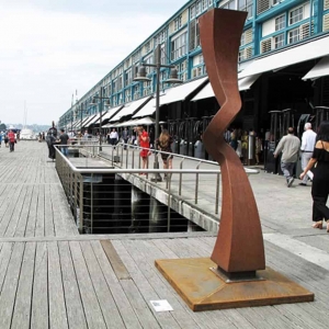 corten steel tall outdoor sculpture