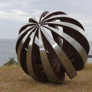 outdoor round sculpture metal