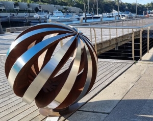 outdoor round sculpture metal