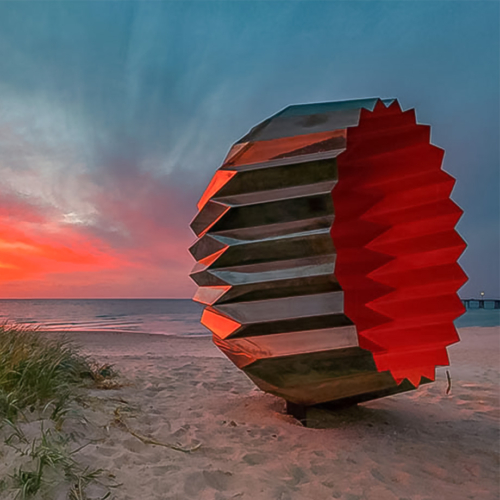 Stainless Steel Landmark Sculpture – Foci by Karl Meyer, 270x170x160cm | ARTpark Australia