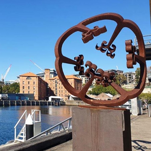 steel metal outdoor round sculpture australia