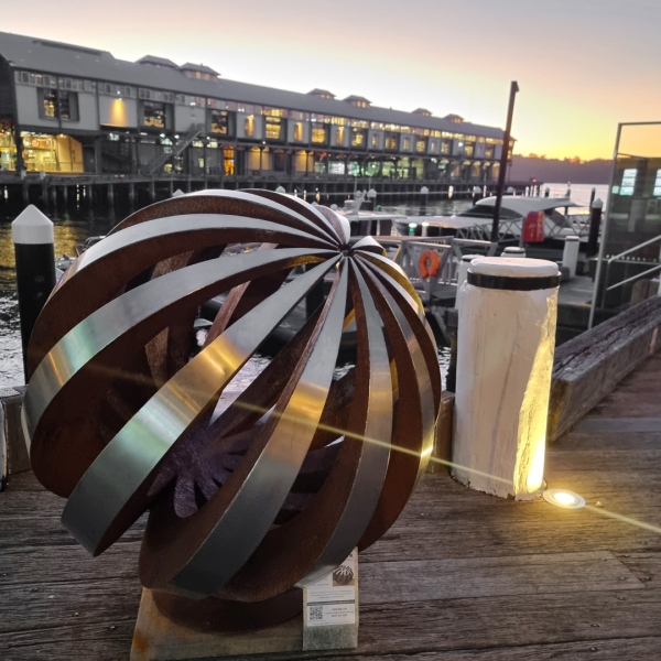outdoor round sculpture metal