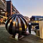 outdoor round sculpture metal