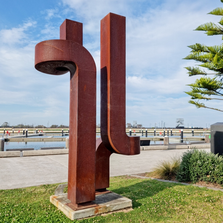 Corten Steel Landmark Sculpture – Adapt by Chris Flenley, 300x160x80cm - view 3