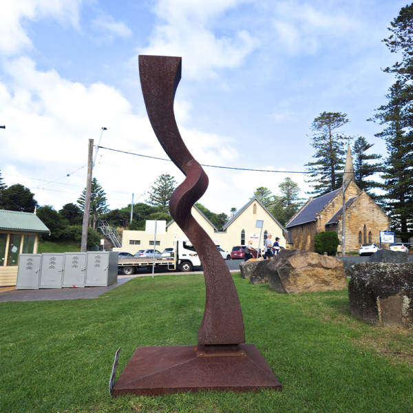 Corten Steel Landmark Sculpture – Deflect by Chris Flenley, 270x40cm | ARTpark Australia