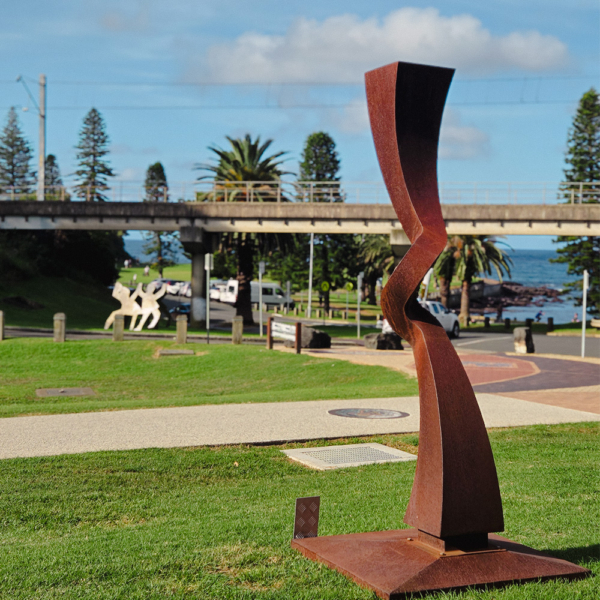 Corten Steel Landmark Sculpture – Deflect by Chris Flenley, 270x40cm | ARTpark Australia