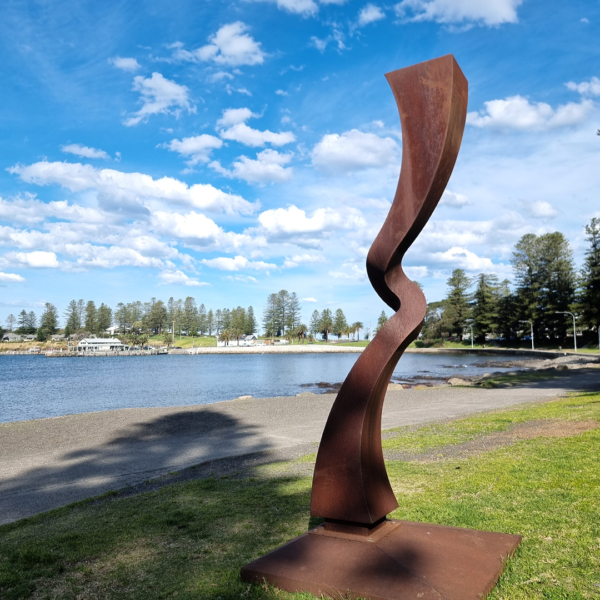 Corten Steel Landmark Sculpture – Deflect by Chris Flenley, 270x40cm | ARTpark Australia