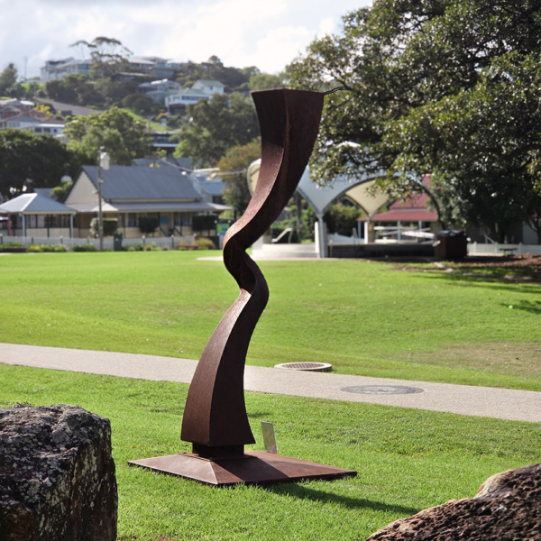 Corten Steel Landmark Sculpture – Deflect by Chris Flenley, 270x40cm | ARTpark Australia