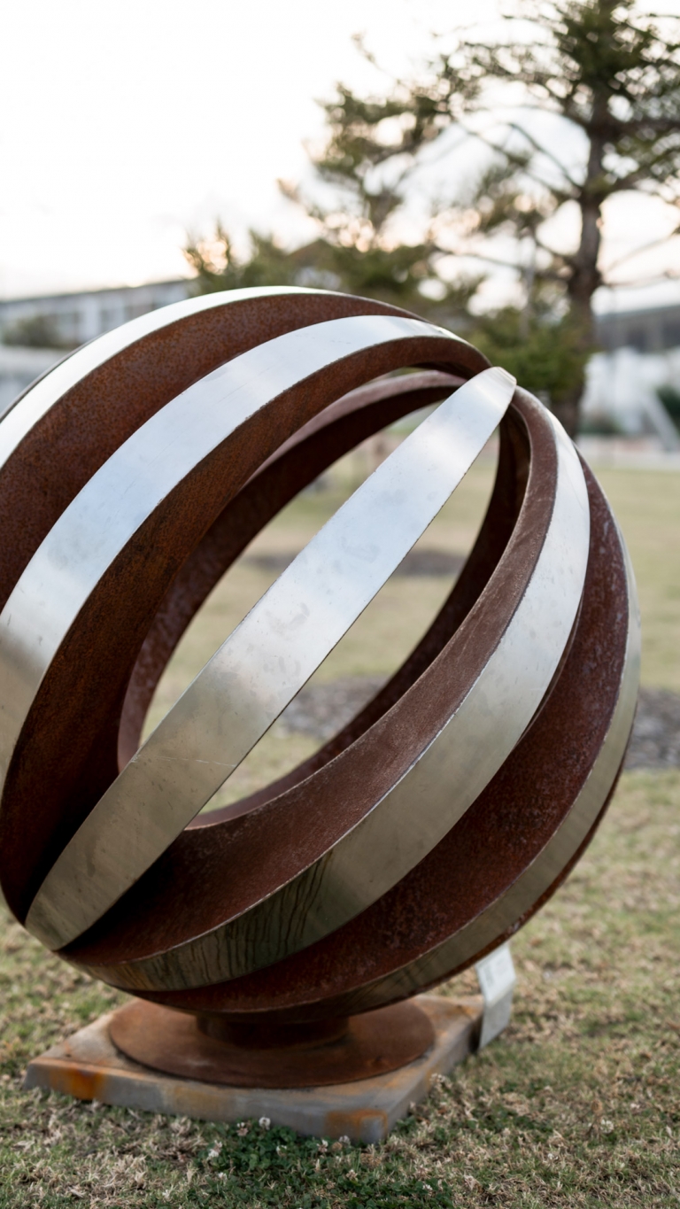 Corten & Stainless Steel Round & Sphere Sculpture – Eclipse by Paul Mutimer, 120cm Diameter - view 11