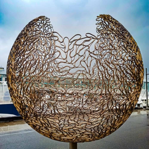 Stainless Steel Round & Sphere Sculpture – Perpetual Generation by Astra Parker, 240x150cm | ARTpark Australia