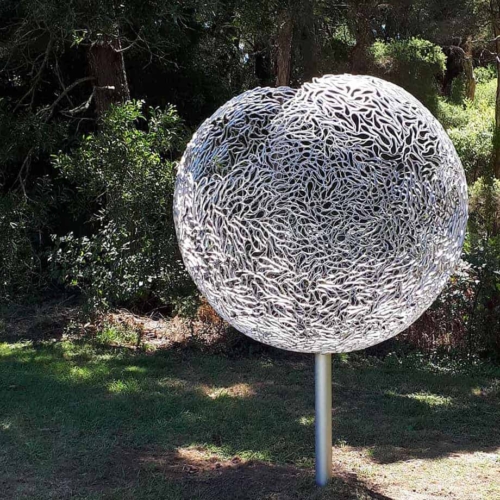 Stainless Steel Round & Sphere Sculpture – Perpetual Generation by Astra Parker, 240x150cm | ARTpark Australia