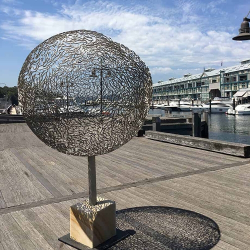 Stainless Steel Round & Sphere Sculpture – Perpetual Generation by Astra Parker, 240x150cm | ARTpark Australia