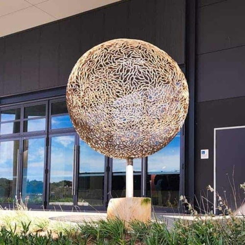 Stainless Steel Round & Sphere Sculpture – Perpetual Generation by Astra Parker, 240x150cm | ARTpark Australia
