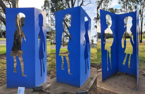 Stainless Steel Figurative Sculpture – Forever Girls by Charles Blackman, 200x160cm | ARTpark Australia