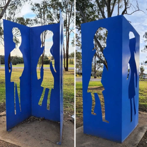 Stainless Steel Figurative Sculpture – Forever Girls by Charles Blackman, 200x160cm | ARTpark Australia