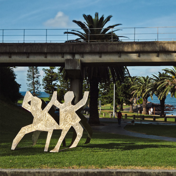 Stainless Steel Landmark Sculpture – Les Danseuses by Charles Blackman, 210x144cm | ARTpark Australia