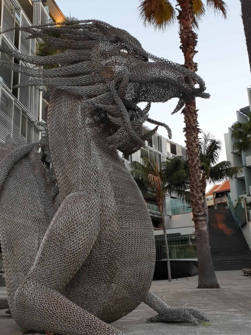 Stainless Steel Dragon Sculpture – Emerging Dragon by Michael Van Dam, 5m | ARTpark Australia