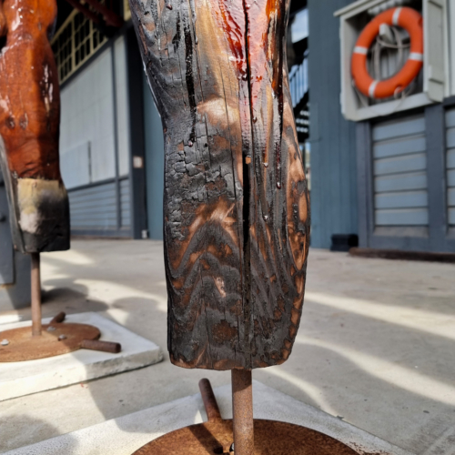Reclaimed Timber Figurative Sculpture – Of Milk and Honey by Clancy Warner, 180cm | ARTpark Australia