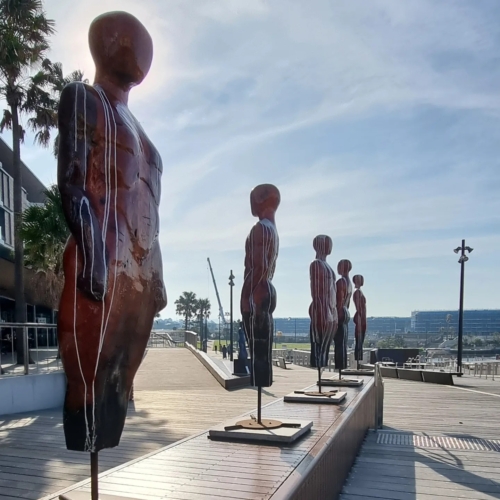 Reclaimed Timber Figurative Sculpture – Of Milk and Honey by Clancy Warner, 180cm | ARTpark Australia