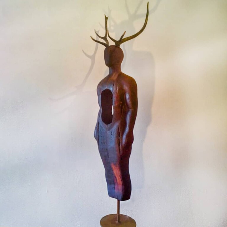 Reclaimed Timber & Bronze Figurative Sculpture – The People, Dear Heart by Clancy Warner, 220cm - view 13