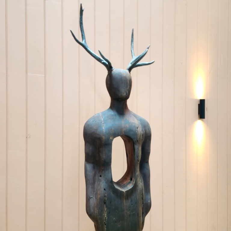 Reclaimed Timber & Bronze Figurative Sculpture – The People, Dear Heart by Clancy Warner, 220cm - view 12