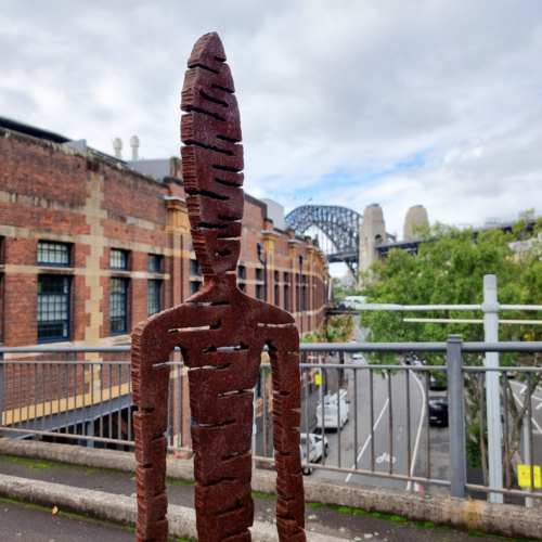 Corten Steel Figurative Sculpture – Observers by Greg Johns, 210cm | ARTpark Australia