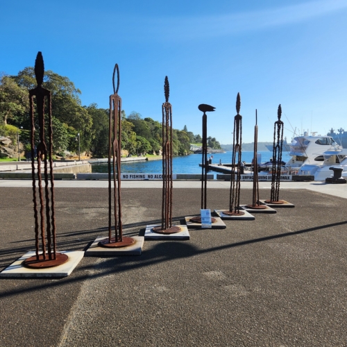 Corten Steel Figurative Sculpture – Observers by Greg Johns, 210cm | ARTpark Australia