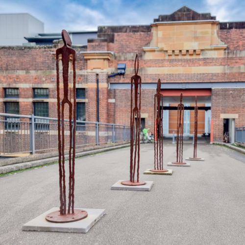 Corten Steel Figurative Sculpture – Observers by Greg Johns, 210cm | ARTpark Australia