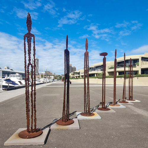 Corten Steel Figurative Sculpture – Observers by Greg Johns, 210cm | ARTpark Australia