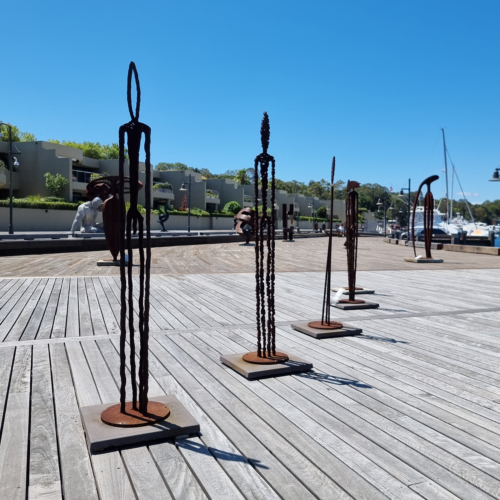 Corten Steel Figurative Sculpture – Observers by Greg Johns, 210cm | ARTpark Australia