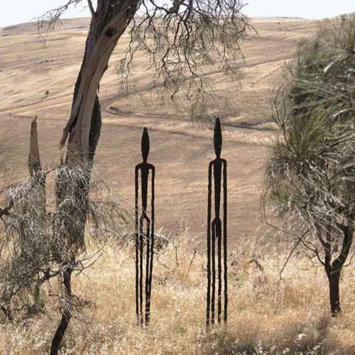 Corten Steel Figurative Sculpture – Observers by Greg Johns, 210cm | ARTpark Australia