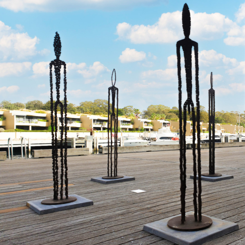 Corten Steel Figurative Sculpture – Observers by Greg Johns, 210cm | ARTpark Australia