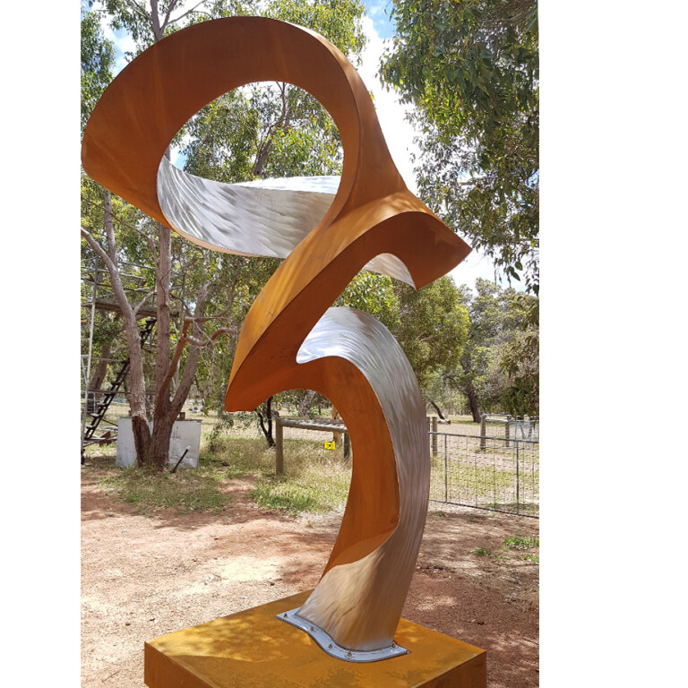 Corten & Stainless Steel Landmark Sculpture – Symphony no.26 by Johannes Pannekoek, 280x120x120cm - view 4