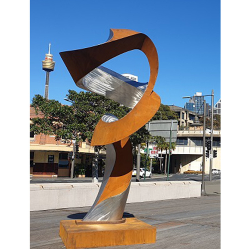 Corten & Stainless Steel Landmark Sculpture – Symphony no.26 by Johannes Pannekoek, 280x120x120cm | ARTpark Australia