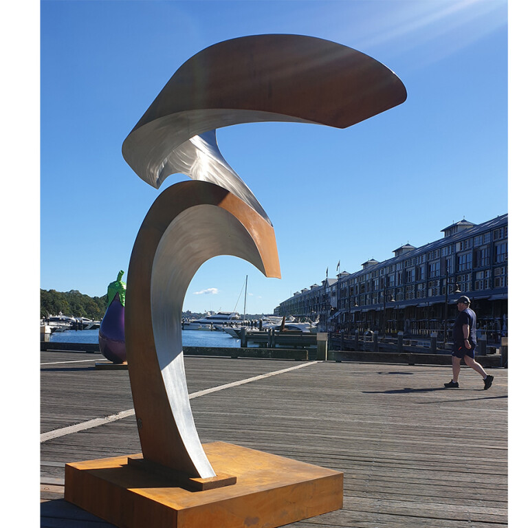 Corten & Stainless Steel Landmark Sculpture – Symphony no.26 by Johannes Pannekoek, 280x120x120cm - view 2